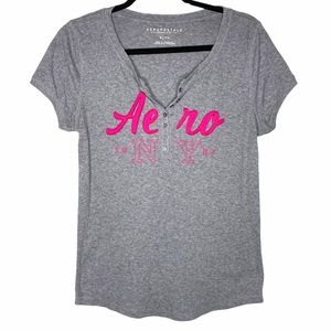 Aeropostale T-Shirt Grey/Pink Size XL